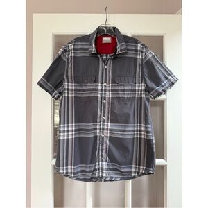 Public Opinion Gray Plaid Short Sleeve Button Down Collard Shirt